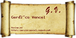 Gerócs Vencel névjegykártya